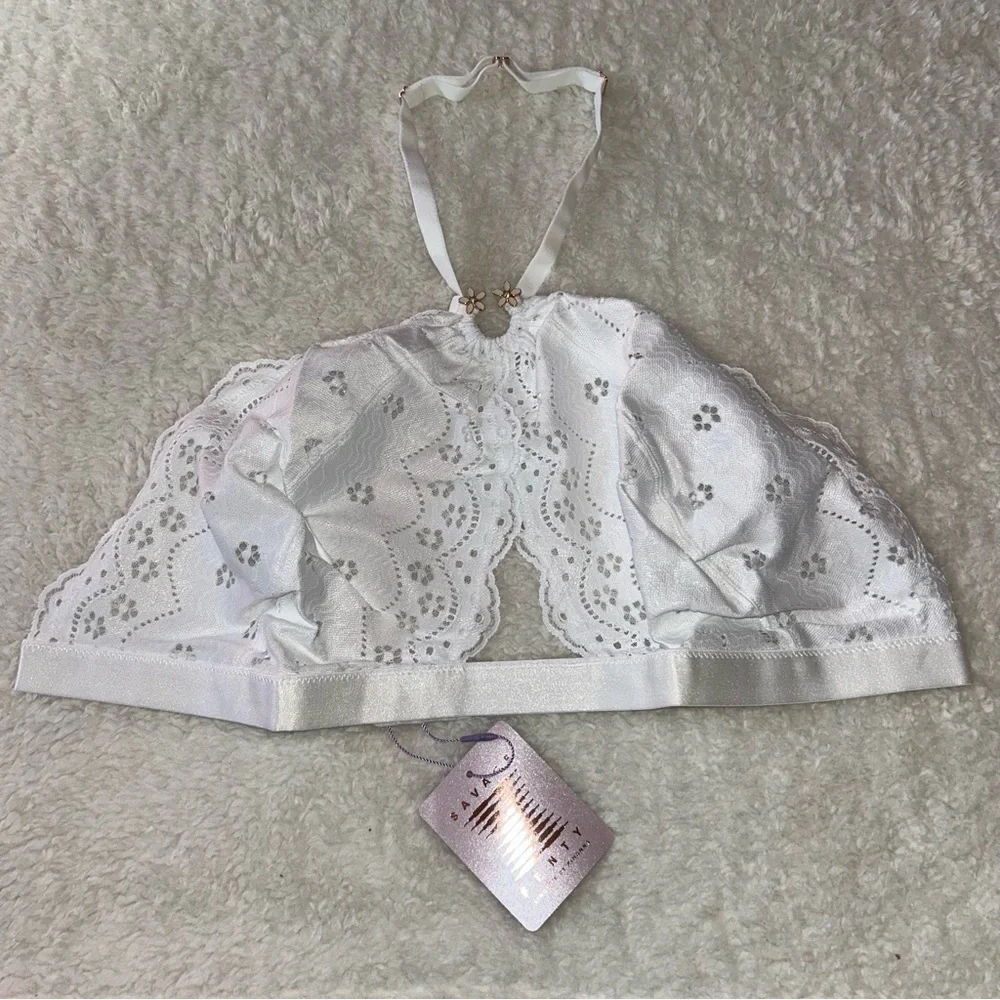 Savage X Fenty Angel White Curvy Lace Halter Bralette 3X NWT - Picture 1 of 5